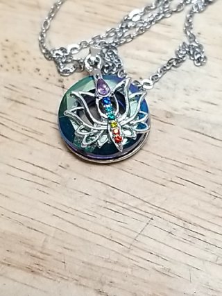 Item #153 — New Iridescent Lotus Necklace 1 in pendant photo 2 of 2