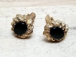 Item #143 — Gold Black Stone Cuff links photo 1 of 2