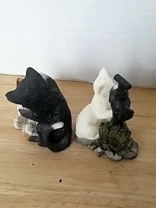 Item #447 — Two Cat Figurines with Water Spout Tallest approx 5 inch photo 2 of 2