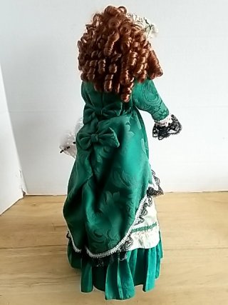 Item #402 — Victorian Porcelain Doll in Green Dress 14 inch tall photo 3 of 3