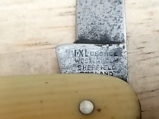 Item #129 — Vintage Bone Handle Pocket Knife 9 in open photo 2 of 4