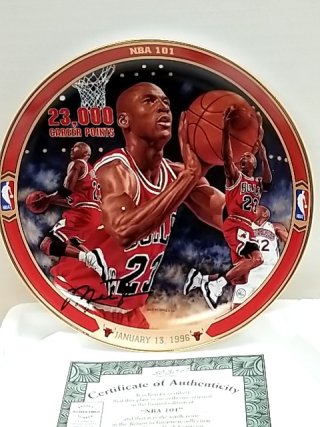 Item #110 — Michael Jordan NBA 101 Plate MIB, COA, 1996
