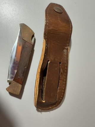 Item #530 — Vintage Folding Knife with Leather Sheat 3 inch blade photo 4 of 4