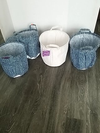 Item #443 — New Set of 4 Fabric Storage Baskets Each 11 by 11 by 11 inch photo 1 of 2
