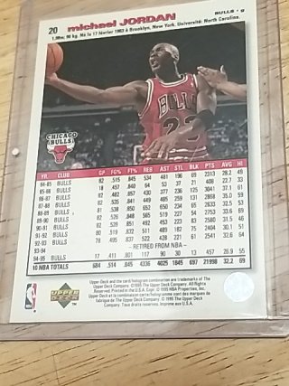 Item #7 — Michael Jordan 1995 Upper Deck Card photo 2 of 3