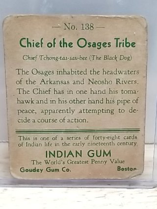 Item #26 — Osage Tribe Indian Chewing Gum Card photo 2 of 2