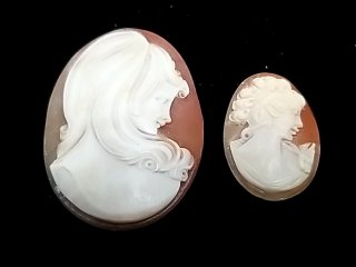 Item #126 — Two Cameo Brooches Largest 1.75 in photo 1 of 2