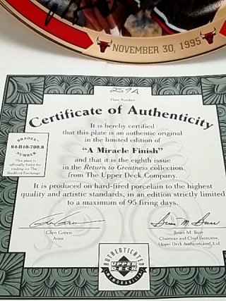 Item #52 — Michael Jordan Bulls Collector Plate, MIB, COA, 1996 photo 3 of 4