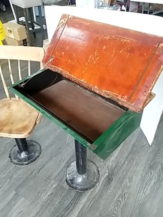 Item #411 — VINTAGE School Desk and Chair Set, desk stands 32 inch tall photo 3 of 5