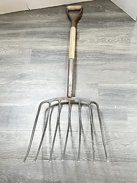 Item #117 — VINTAGE Metal Garden Pitchfork USA, 48 by 14 inch photo 1 of 5