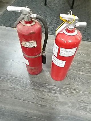 Item #114 — TWO Red Fire Extinguishers Each 10 lb, appear full photo 4 of 4
