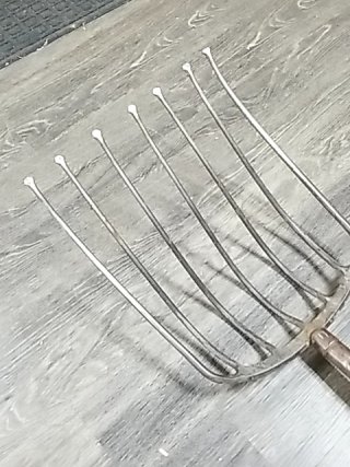 Item #117 — VINTAGE Metal Garden Pitchfork USA, 48 by 14 inch photo 3 of 5